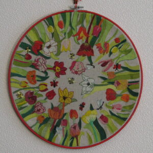 Tableau rond aux multiples tulipes