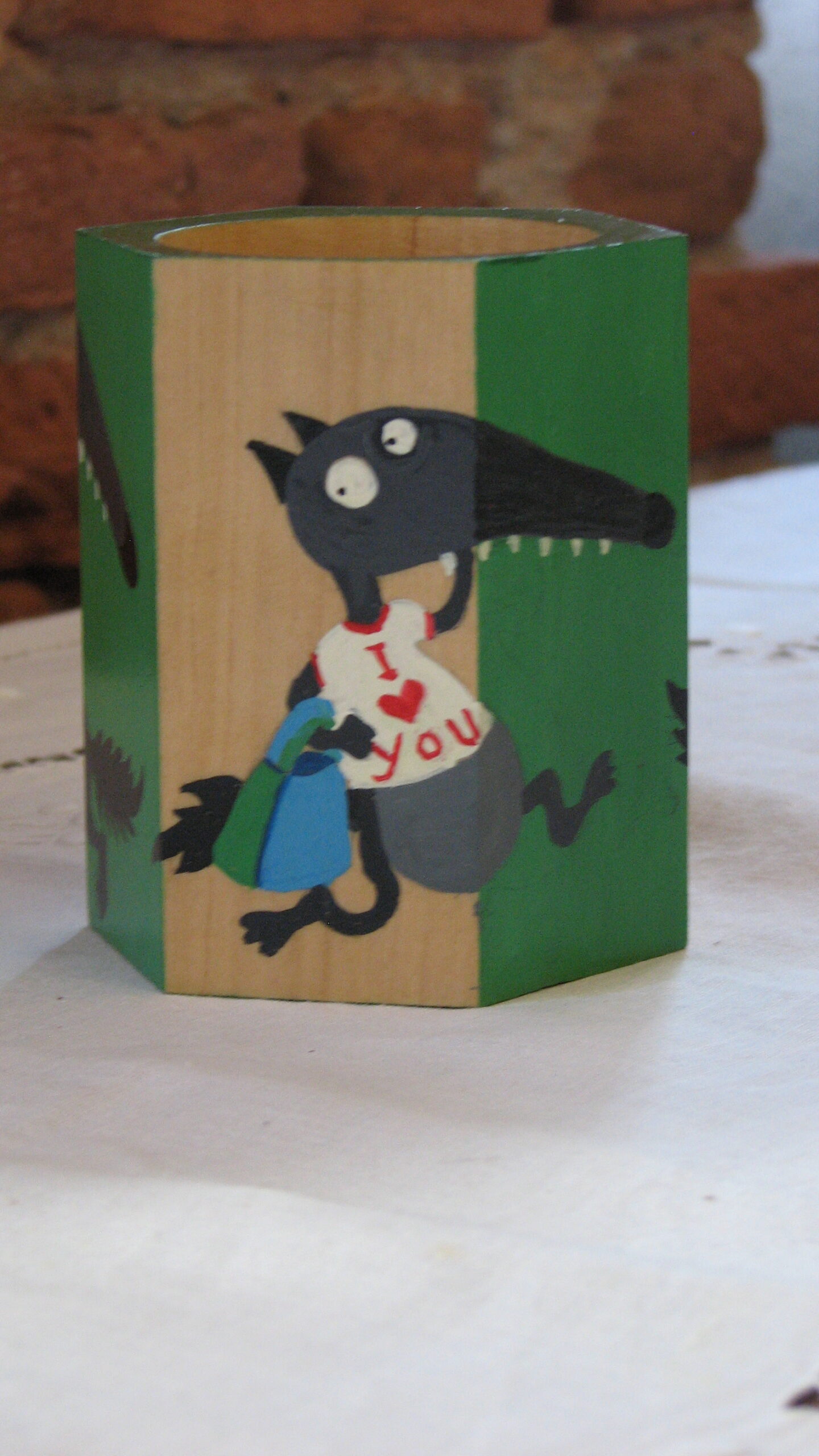 Pot à crayons aux loups No 2