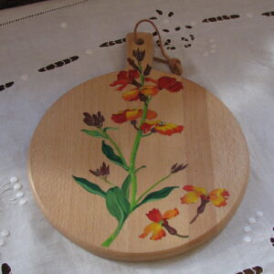 Petite planche ronde à la giroflée